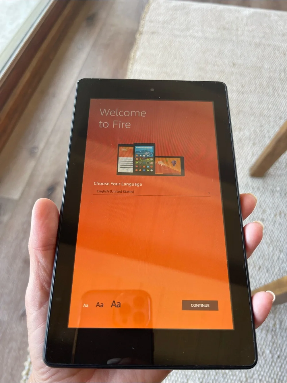 Amazon Fire Tablet with Bright Blue Protective Case